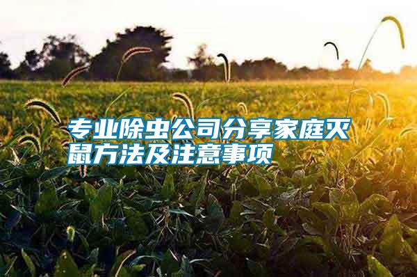 專業(yè)除蟲公司分享家庭滅鼠方法及注意事項(xiàng)