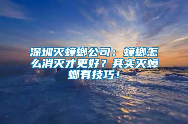 深圳滅蟑螂公司：蟑螂怎么消滅才更好？其實滅蟑螂有技巧！