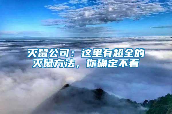 滅鼠公司：這里有超全的滅鼠方法，你確定不看