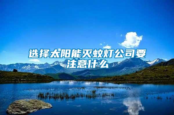 選擇太陽(yáng)能滅蚊燈公司要注意什么