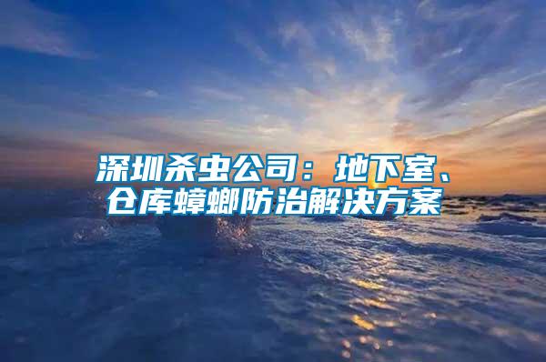 深圳殺蟲公司：地下室、倉庫蟑螂防治解決方案